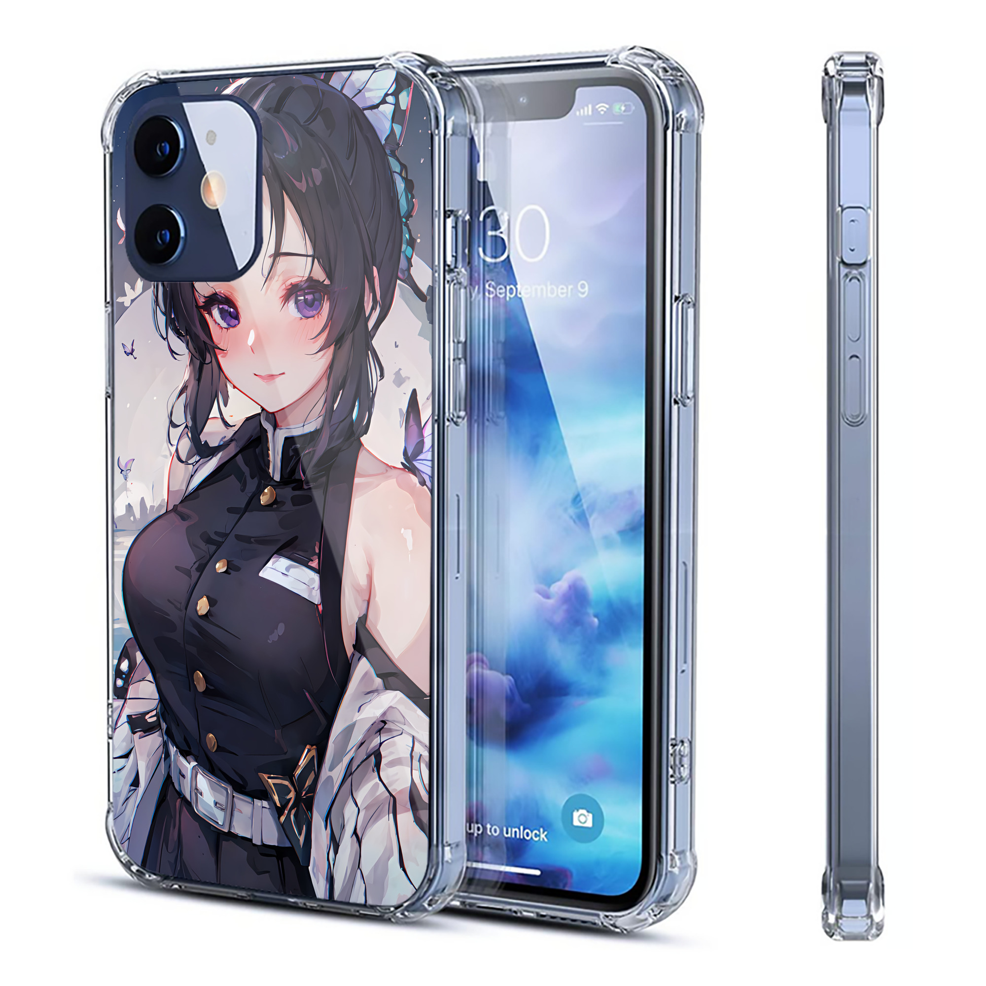 （画像用） 鬼滅の刃（きめつのやいば）蟲柱-胡蝶 しのぶ／こちょう しのぶ Kochou Shinobu 【iPhone 12シリーズ対応】透明スマホケース（クリアソフトケース）